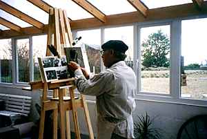 The artist at work in his studio